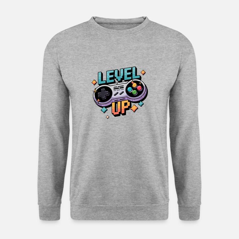 Level Up – Gaming Controller - Unisex Pullover - Weißgrau meliert