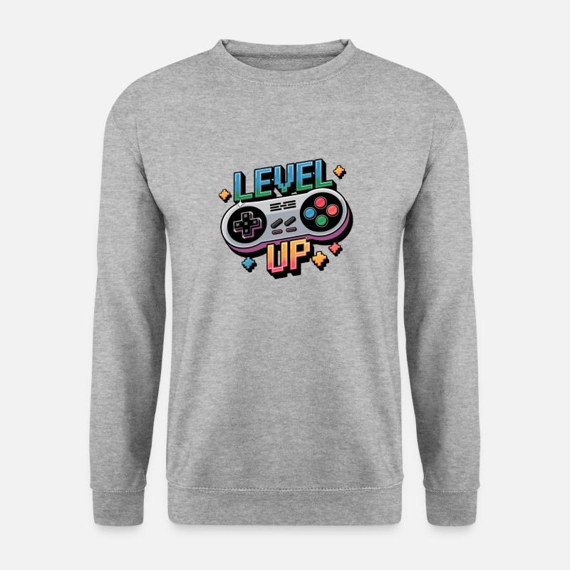 Level Up – Gaming Controller - Unisex Pullover - Weißgrau meliert