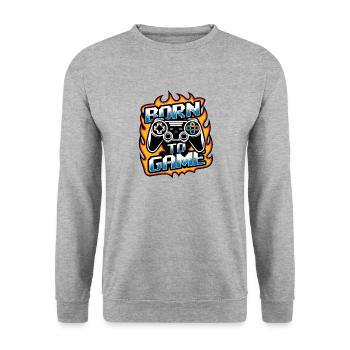 Born to Game – Gaming Controller - Unisex Sweatshirt - salt & pepper - Front - Alina (178cm) & Michal (187cm)