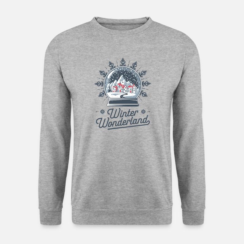 Winterwunderland – Schneekugel mit Dorf - Unisex Pullover - Weißgrau meliert