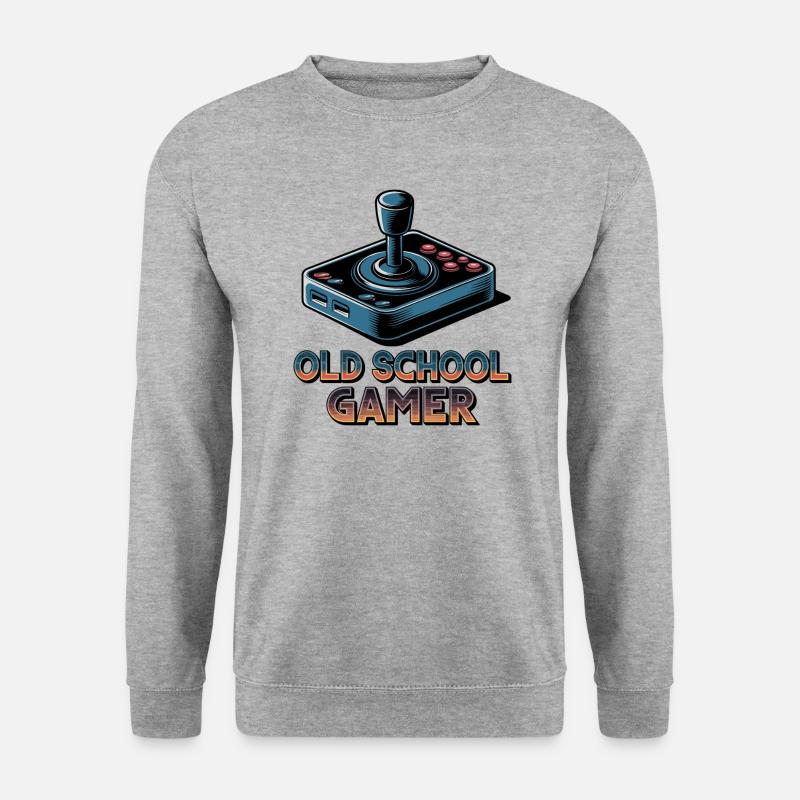 Old School Gamer – Retro-Joystick - Unisex Pullover - Weißgrau meliert