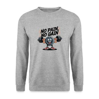 Pas de douleur, pas de gain - Dessin animé de fitness drôle - Sweat-shirt Unisexe - gris chiné - Devant - Alina (178cm) & Michal (187cm)