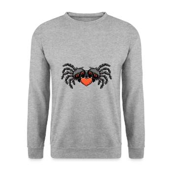 Tarantula Spinne Paar Herz - Unisex Pullover - Weißgrau meliert - Vorne - Alina (178cm) & Michal (187cm)