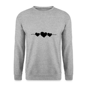 herz drei herzen symbol liebe linie - Unisex Pullover - Weißgrau meliert - Vorne - Alina (178cm) & Michal (187cm)
