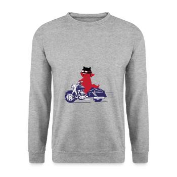Chat sur le cadeau de chaton de hacheur de moto - Sweat-shirt Unisexe - gris chiné - Devant - Alina (178cm) & Michal (187cm)