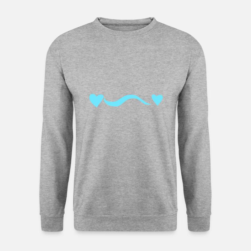 blaue linie zwei herzen rosa herz - Unisex Pullover - Weißgrau meliert