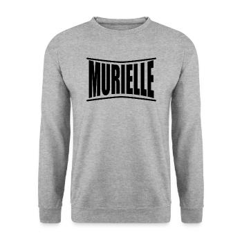 nom du t-shirt Murielle idée cadeau t-shirt - Sweat-shirt Unisexe - gris chiné - Devant - Alina (178cm) & Michal (187cm)