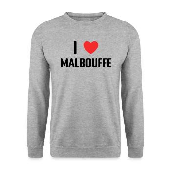 I Love Malbouffe - Sweat-shirt Unisexe - gris chiné - Devant - Alina (178cm) & Michal (187cm)