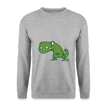 T-Rex Tyrannosaurus Rex Dinosaurier Geschenk - Unisex Pullover - Weißgrau meliert - Vorne - Alina (178cm) & Michal (187cm)