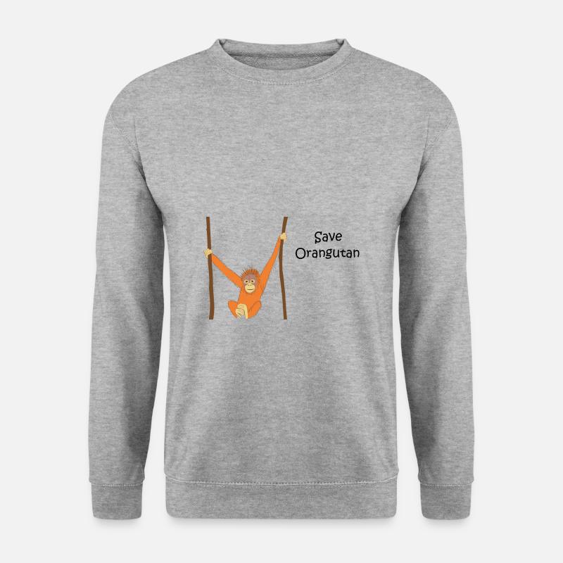 Orang Utan Orangutan Regenwald Affe Geschenk - Unisex Pullover - Weißgrau meliert