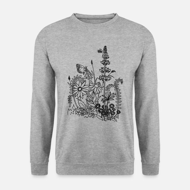 Gartenblumen - Unisex Pullover - Weißgrau meliert