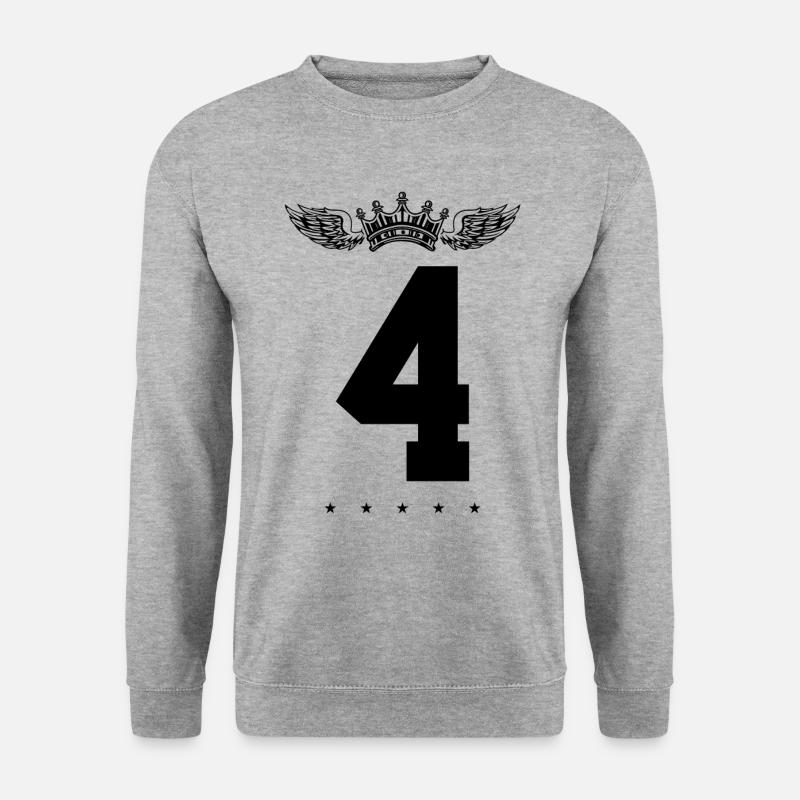 4 Zahl Krone - Unisex Pullover - Weißgrau meliert