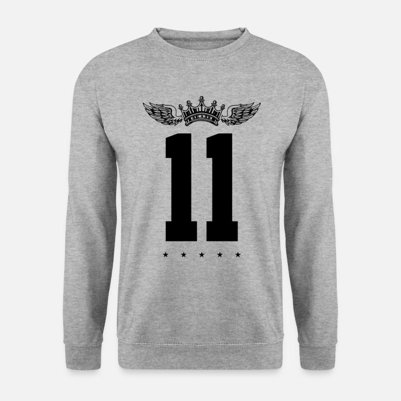 11 Zahl Krone - Unisex Pullover - Weißgrau meliert