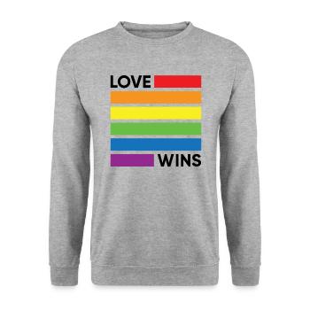 L’amour gagne - Sweat-shirt Unisexe - gris chiné - Devant - Alina (178cm) & Michal (187cm)