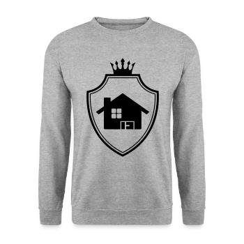 Haus Symbol Wappen - Unisex Pullover - Weißgrau meliert - Vorne - Alina (178cm) & Michal (187cm)