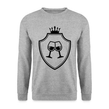 Wein Gläser Wappen - Unisex Pullover - Weißgrau meliert - Vorne - Alina (178cm) & Michal (187cm)