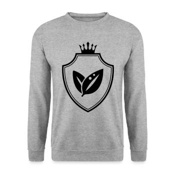 Blatt Ökologie Wappen - Unisex Pullover - Weißgrau meliert - Vorne - Alina (178cm) & Michal (187cm)