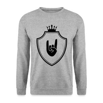 Party Hand Wappen Symbol - Unisex Pullover - Weißgrau meliert - Vorne - Alina (178cm) & Michal (187cm)
