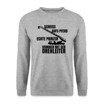 feuerwehr scheiss aufs Pferd echte Prinzen kommen - Unisex Pullover - Weißgrau meliert - Vorne - Alina (178cm) & Michal (187cm)