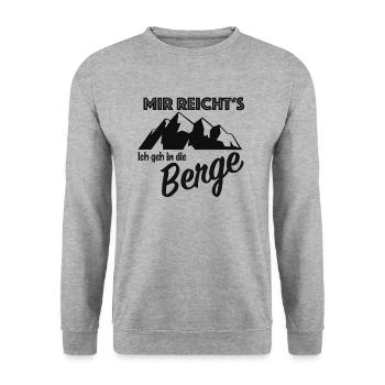 In die Berge Natur Wandern Outdoor Wanderer Alpen - Unisex Pullover - Weißgrau meliert - Vorne - Alina (178cm) & Michal (187cm)