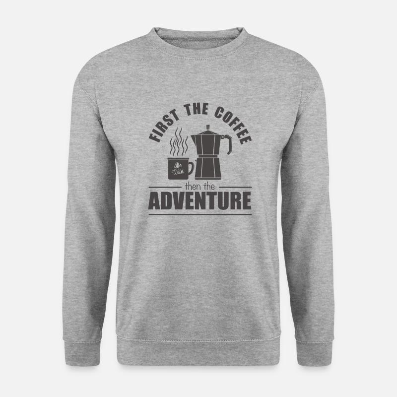 Camping Kaffee Wandern Berge - Unisex Pullover - Weißgrau meliert