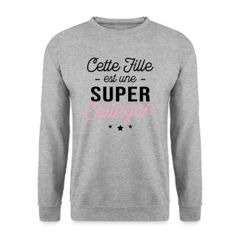 Cette fille est une super collègue - Sweat-shirt Unisexe - gris chiné - Devant - Alina (178cm) & Michal (187cm)