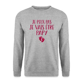 Je Peux Pas Je Vais Être Papy | Cadeau Grand-père - Sweat-shirt Unisexe - gris chiné - Devant - Alina (178cm) & Michal (187cm)