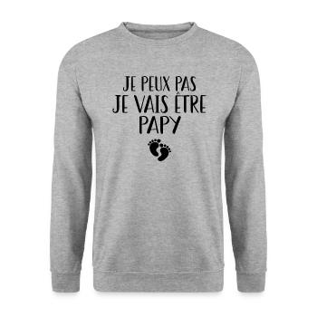 j'peux pas je vais être papy - Sweat-shirt Unisexe - gris chiné - Devant - Alina (178cm) & Michal (187cm)