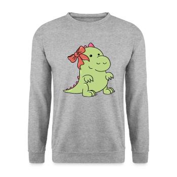 a little dinosaur at Christmas - Unisex Sweatshirt - salt & pepper - Front - Alina (178cm) & Michal (187cm)