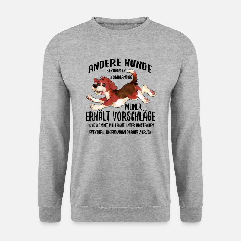 Hundehalter Spruch Andere Hunde bekommen Kommando - Unisex Pullover - Weißgrau meliert