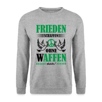 Frieden schaffen - Unisex Pullover - Weißgrau meliert - Vorne - Alina (178cm) & Michal (187cm)