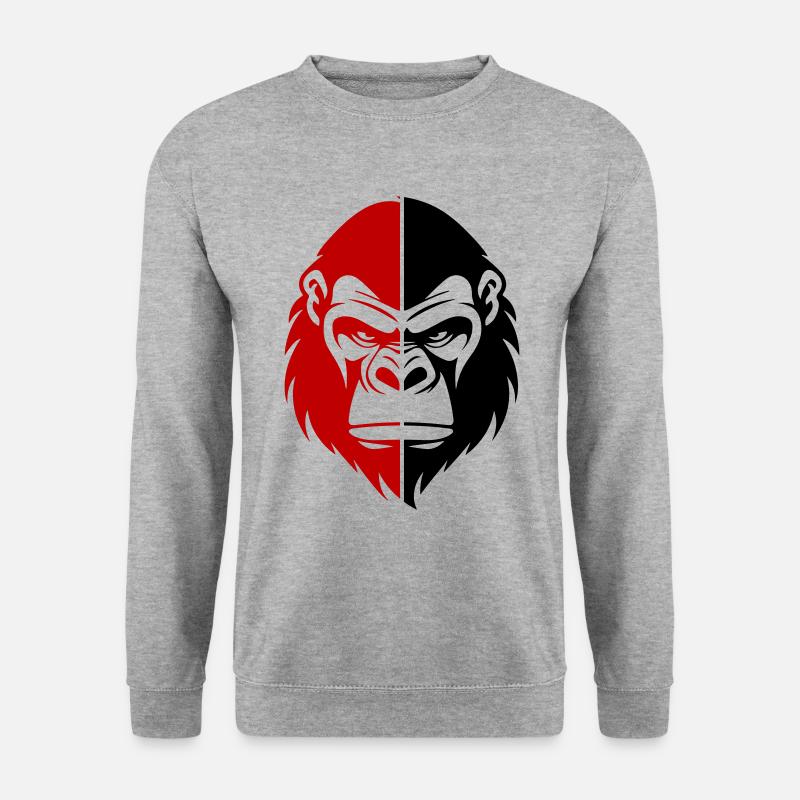Gorilla Kopf - Unisex Pullover - Weißgrau meliert