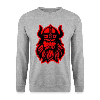 Viking Head Warrior Valhalla Odin - Unisex Sweatshirt - salt & pepper - Front - Alina (178cm) & Michal (187cm)