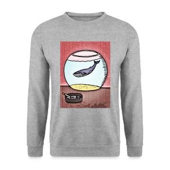 Wal im Aquarium - Unisex Pullover - Weißgrau meliert - Vorne - Alina (178cm) & Michal (187cm)