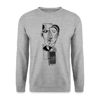 Liebhaber - Unisex Pullover - Weißgrau meliert - Vorne - Alina (178cm) & Michal (187cm)