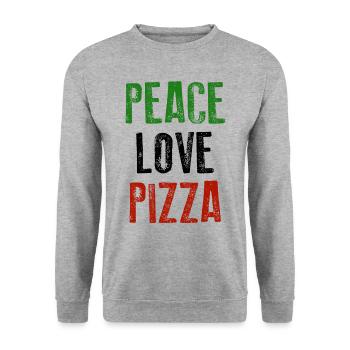 PEACE LOVE PIZZA Tricolore Italiano - Unisex Sweatshirt - salt & pepper - Front - Alina (178cm) & Michal (187cm)