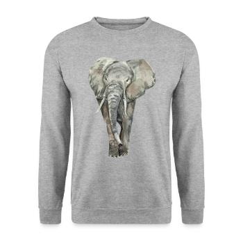 Éléphant - Sweat-shirt Unisexe - gris chiné - Devant - Alina (178cm) & Michal (187cm)