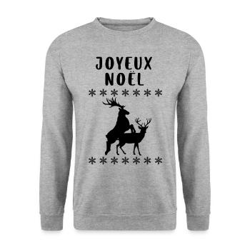 Joyeux noël drôle - Sweat-shirt Unisexe - gris chiné - Devant - Alina (178cm) & Michal (187cm)