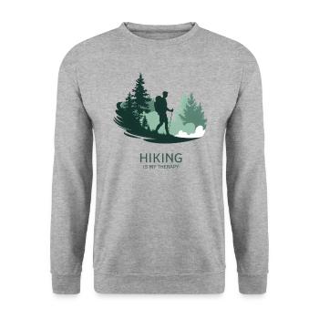 Hiking is My Therapy – Nature & Forest - Unisex Sweatshirt - salt & pepper - Front - Alina (178cm) & Michal (187cm)