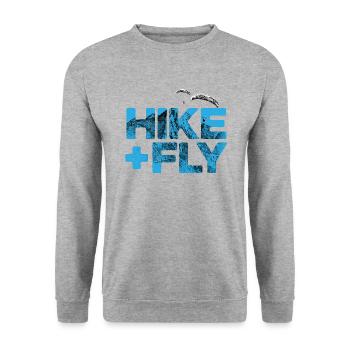 Hike & Fly Paragliding blau - Unisex Pullover - Weißgrau meliert - Vorne - Alina (178cm) & Michal (187cm)