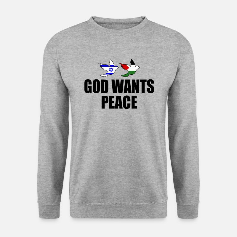 God wants peace for israel free palestine - Unisex Pullover - Weißgrau meliert
