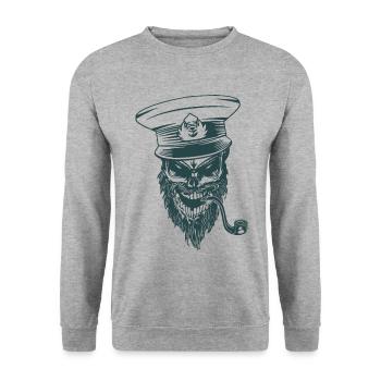 Capitaine - Sweat-shirt Unisexe - gris chiné - Devant - Alina (178cm) & Michal (187cm)