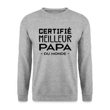Certifie Meilleur Papa Du Monde Cadeau Papa - Sweat-shirt Unisexe - gris chiné - Devant - Alina (178cm) & Michal (187cm)