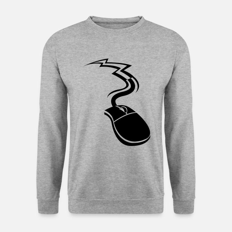 Computer Maus Design - Unisex Pullover - Weißgrau meliert