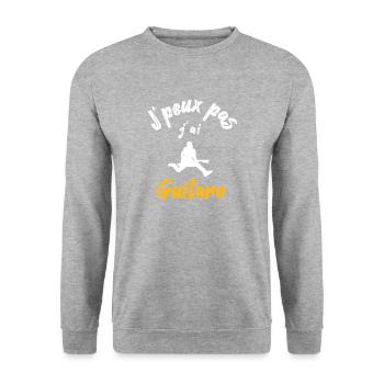 Je peux pas j'ai guitare, idée cadeau humour - Sweat-shirt Unisexe - gris chiné - Devant - Alina (178cm) & Michal (187cm)