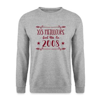Les meilleurs sont nés en 2008 - Sweat-shirt Unisexe - gris chiné - Devant - Alina (178cm) & Michal (187cm)