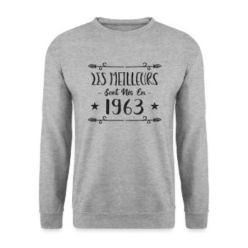 Les meilleurs sont nés en 1963 - Sweat-shirt Unisexe - gris chiné - Devant - Alina (178cm) & Michal (187cm)