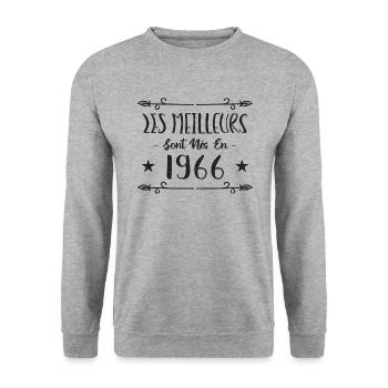 Les meilleurs sont nés en 1966 - Sweat-shirt Unisexe - gris chiné - Devant - Alina (178cm) & Michal (187cm)