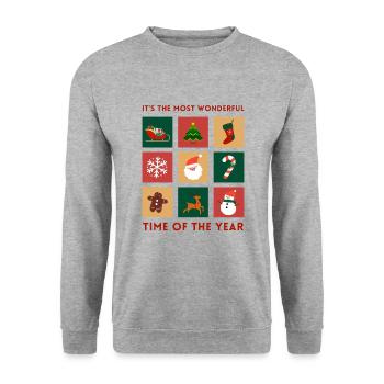 Weihnachten | Most Wonderful TIme of the Year - Unisex Pullover - Weißgrau meliert - Vorne - Alina (178cm) & Michal (187cm)
