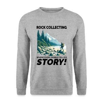 Pebble Rock Collecting Mineral Collectors Geology - Unisex Sweatshirt - salt & pepper - Front - Alina (178cm) & Michal (187cm)